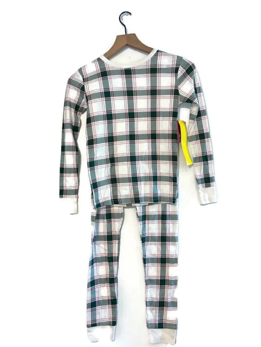 NWT Wondershop White & Green Plaid Kids long Sleeve Pajama Set Boy’s size Large